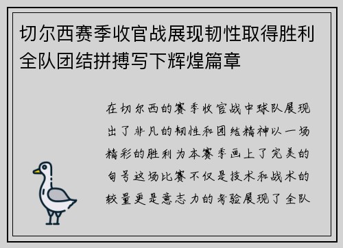 切尔西赛季收官战展现韧性取得胜利全队团结拼搏写下辉煌篇章